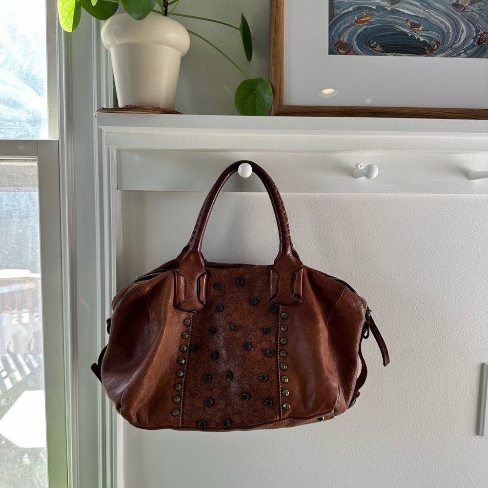Costanza Rota Brown Leather Studded Handbag